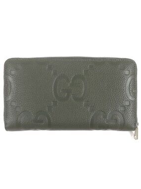 Gucci Leather Jumbo GG Round Zip Long Wallet Organizer
